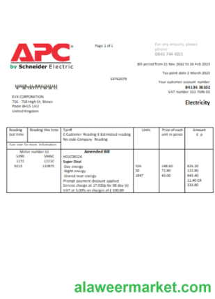 APC electricity utility business bill,  SCR